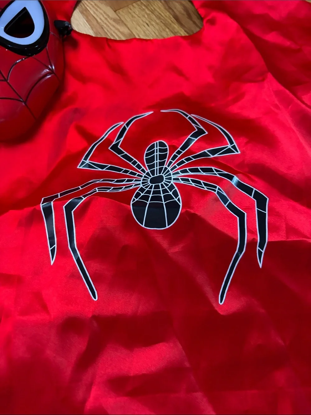 Child’s Red Spider Superhero Cape with Mask Set